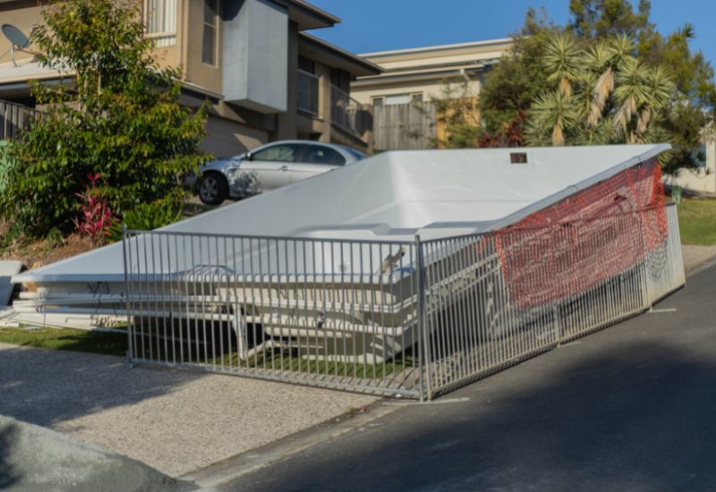 fenced off pool shell